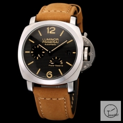 PANERAI LUMINOR POWER RESERVE Black Dial Glass Back 47MM PAM00423 Automatic Mechical Brown Leather Strap Mens Watches ADFC38035490