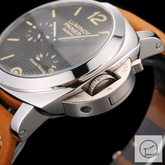 PANERAI LUMINOR POWER RESERVE Black Dial Glass Back 47MM PAM00423 Automatic Mechical Brown Leather Strap Mens Watches ADFC38035490