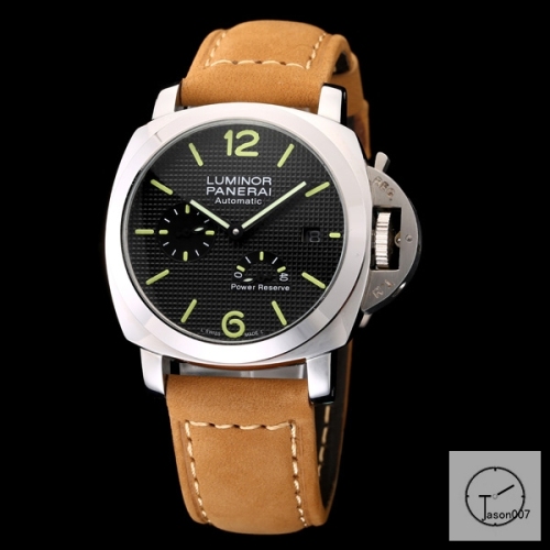 PANERAI LUMINOR POWER RESERVE Black Dial Glass Back 47MM PAM00423 Automatic Mechical Brown Leather Strap Mens Watches ADFC38045490