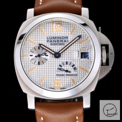 PANERAI LUMINOR POWER RESERVE Silver Dial 47MM PAM00423 Automatic Mechical Brown Leather Strap Mens Watches ADFC38005480