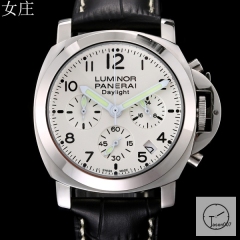 PANERAI LUMINOR Quartz Chronograph Sliver Dial Stainless Steel Case Glass Back 47MM PAM00423 Automatic Mechical Black Leather Strap Womens Watches ADFC28135470