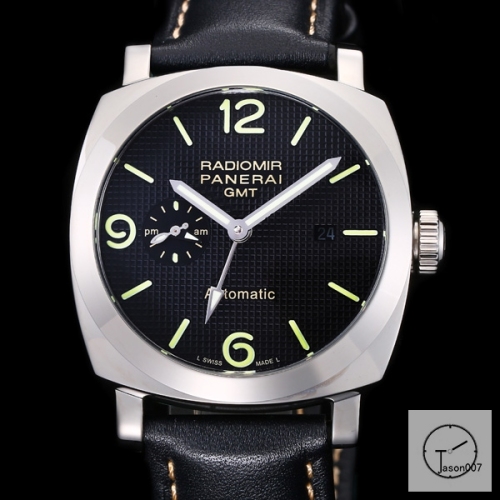Panerai Radiomir GMT Automatic Mechincal Black Dial PVD Black Case Glass Back 47MM PAM00423 Automatic Mechical Black Leather Strap Mens Watches P627 ADFC38335480