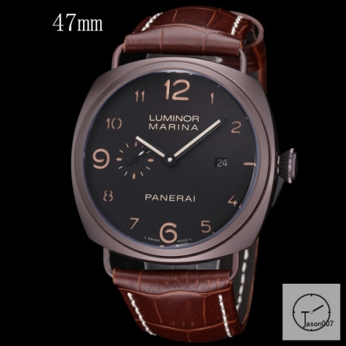 Panerai Radiomir Venti Automatic Mechincal Black Dial PVD Black Case Glass Back 47MM PAM00423 Automatic Mechical Black Leather Strap Mens Watches ADFC38275450