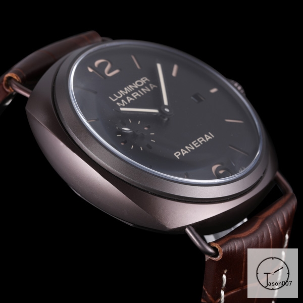 Panerai Radiomir Venti Automatic Mechincal Black Dial PVD Black Case Glass Back 47MM PAM00423 Automatic Mechical Brown Leather Strap Mens Watches ADFC38305450