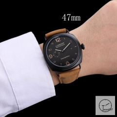 Panerai Radiomir Venti Automatic Mechincal Black Dial PVD Black Case Glass Back 47MM PAM00423 Automatic Mechical Brown Leather Strap Mens Watches ADFC38265450