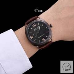 Panerai Radiomir Venti Automatic Mechincal Black Dial PVD Black Case Glass Back 47MM PAM00423 Automatic Mechical Brown Leather Strap Mens Watches ADFC38305450