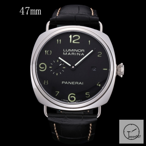 Panerai Radiomir Venti Automatic Mechincal Black Dial Stainless Steel Case Glass Back 47MM PAM00423 Automatic Mechical Black Leather Strap Mens Watches ADFC38255450