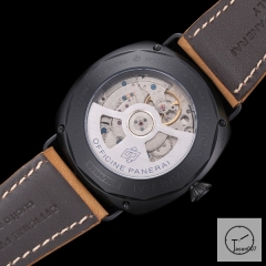 Panerai Radiomir Venti Automatic Mechincal Black Dial PVD Black Case Glass Back 47MM PAM00423 Automatic Mechical Brown Leather Strap Mens Watches ADFC38265450