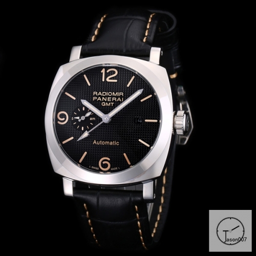 Panerai Radiomir GMT Automatic Mechincal Black Dial PVD Black Case Glass Back 47MM PAM00423 Automatic Mechical Black Leather Strap Mens Watches ADFC38325480