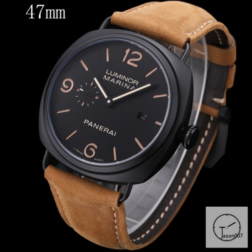 Panerai Radiomir Venti Automatic Mechincal Black Dial PVD Black Case Glass Back 47MM PAM00423 Automatic Mechical Brown Leather Strap Mens Watches ADFC38295450