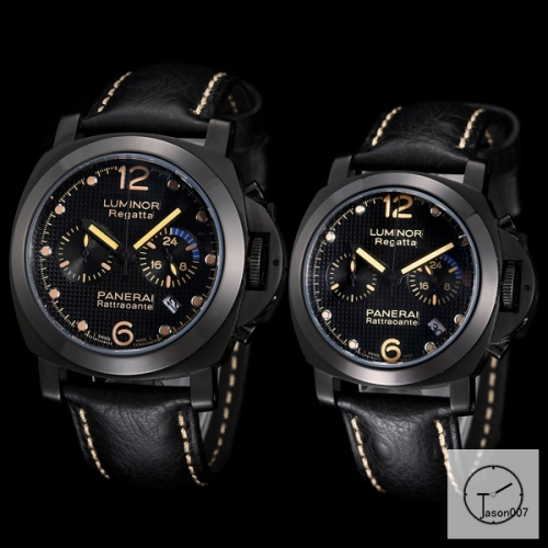 Panerai LUMINOR Quartz Chronograph Black Dial PVD Case Stainless Steel Case Glass Back 47MM PAM00423 Automatic Mechical Black Leather Strap Womens Watches ADFC28235470