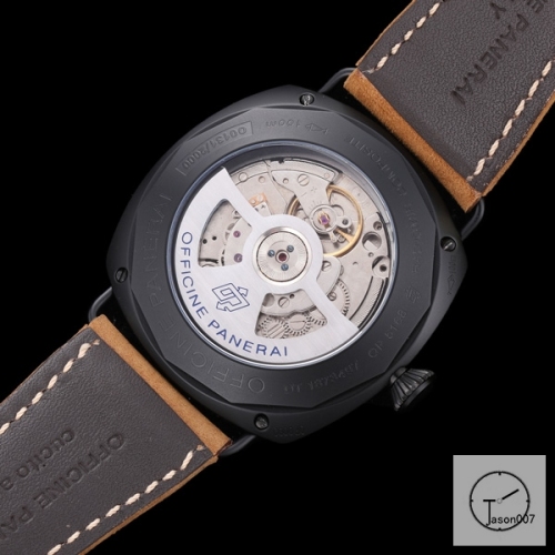 Panerai Radiomir Venti Automatic Mechincal Black Dial PVD Black Case Glass Back 47MM PAM00423 Automatic Mechical Brown Leather Strap Mens Watches ADFC38295450