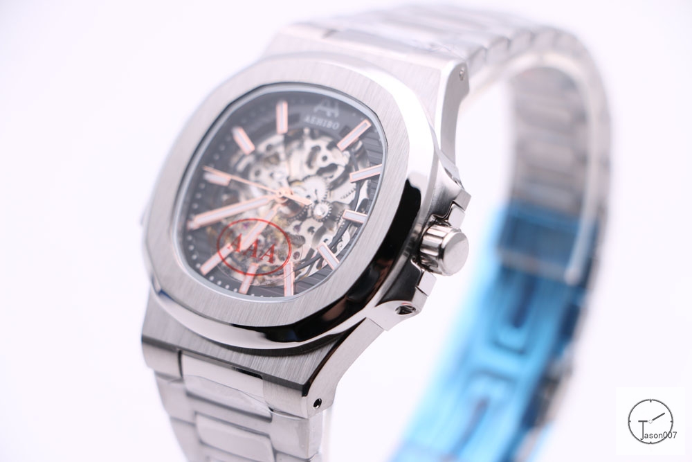 AEHIBO Brand Luxury Bussiness Gents Watch Silver case Skeleton Dial AE Movement Autoamtic AE361205760