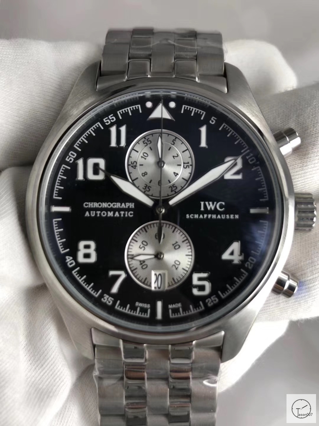 IWC Pilots Watch Brown Dial Chronograph Antoine De Saint Exupery Leather Strap Mens Wristwatches MOB23080560