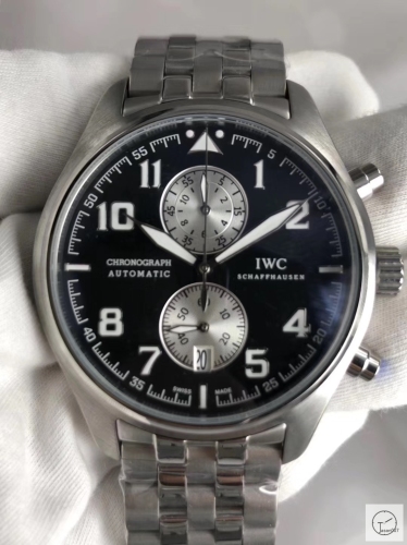 IWC Pilots Watch Brown Dial Chronograph Antoine De Saint Exupery Leather Strap Mens Wristwatches MOB23080560