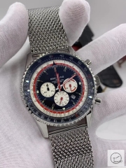 BREITLING New Navitimer Big Silver Dial Quartz Chronograph Stainless Steel Leather Rubber Strap Men's Watch BBWR221997543930