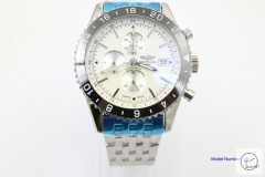 BREITLING Chronoliner Silver Dial Steel Ceramic Bezel Quartz Chronograph Stainless Steel Strap Men's Watch BBWR2014733980