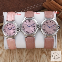 Cartier Ballon Bleu Luxury White Dial Quartz Battery Power Pink Leather Strap Womens Watch Fh11675336500