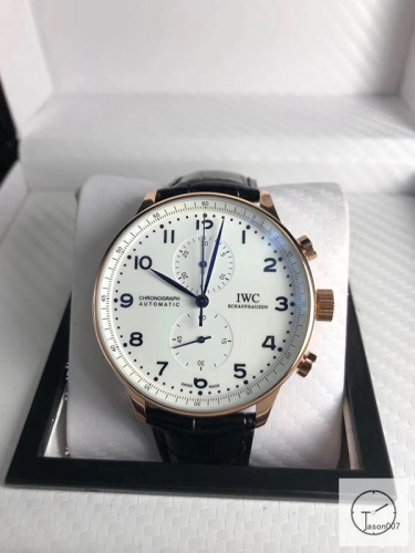 IWC Portugieser Chronograph IW371617 leather Starp 41mm White dial Quart Battery Movement IC22090410