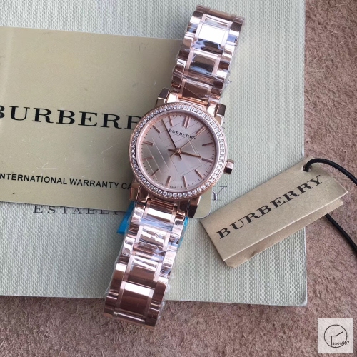 Burberry Silver Dial Diamond Bezel Dial Stainless Steel Bracelet Watch 383mm BU9038 Womens Wristwatches BU153168390