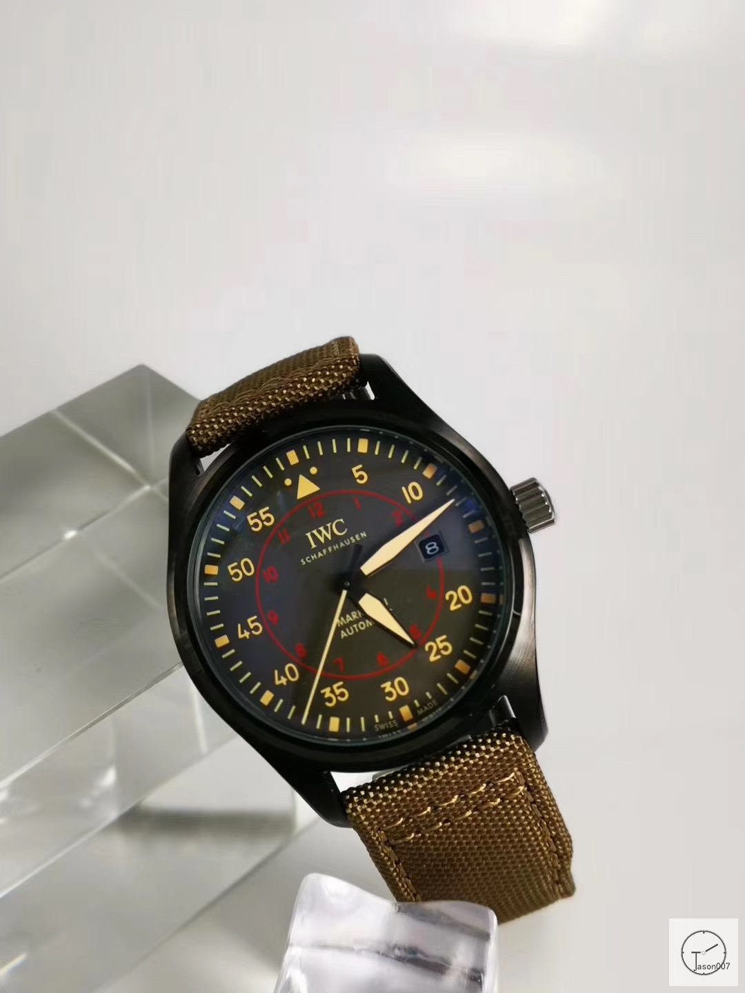 IWC PILOT'S SCHAFFHAUSEN Black Dial SPITFIRE Mark XV2 WATCH AUTOMATIC SPITFIRE AUTOMATIC Mechical IW326801 42MM Stainless Steel Leather Strap Mens Wristwatches ICW22620560