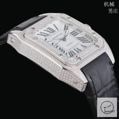 Cartier Santos 100 XL Diamond Case White Dial Automatic Mechincal Movement Leather Strap Womens Watch Fh5160236560