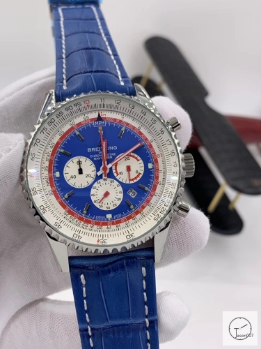 BREITLING New Navitimer Big Black Dial Quartz Chronograph Stainless Steel Leather Strap Men's Watch BBWR222057543930