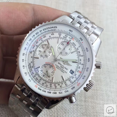 BREITLING Navitimer GMT Big Dial Quartz Chronograph Stainless Steel Strap Men's Watch BBWR221897543970
