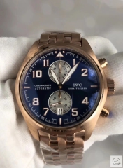 IWC Pilots Watch Everose Gold Chronograph Antoine De Saint Exupery Leather Strap Mens Wristwatches MOB23050560