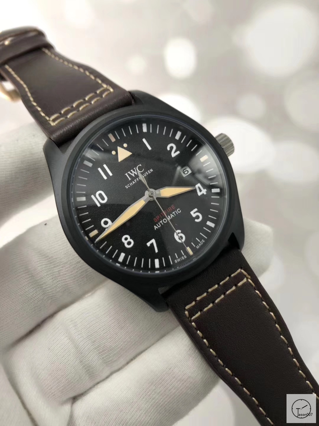 IWC PILOT'S SCHAFFHAUSEN Mark XV2 WATCH AUTOMATIC SPITFIRE AUTOMATIC Mechical IW326803 42MM BLACK DIAL Everose Gold Case Stainless Steel Case Stainless Steel Leather Strap Mens Wristwatches ICW22350560