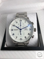 IWC Portugieser Chronograph IW371617 leather Starp 41mm White dial Quart Battery Movement IC22070410