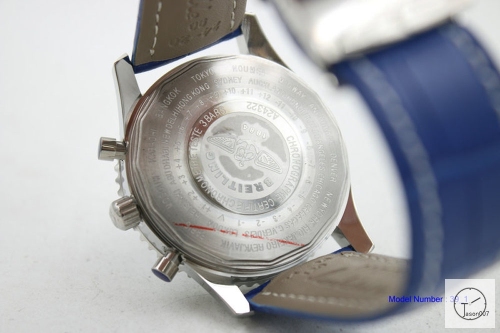 BREITLING Navitimer Blue Dial Quartz Chronograph Brown Leather Strap Men's Watch BBWR2216433930