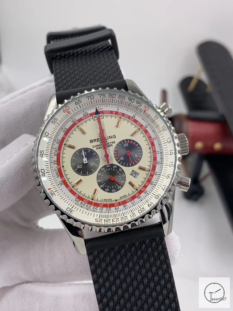 BREITLING New Navitimer Big Black Dial Quartz Chronograph Stainless Steel Leather Strap Men's Watch BBWR222047543930