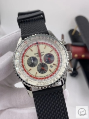 BREITLING New Navitimer Big Black Dial Quartz Chronograph Stainless Steel Leather Strap Men's Watch BBWR222047543930