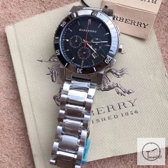 Burberry Silver Dial 42MM Black Dial Silver Case Stainless Quartz Movement Stainless Steel Bracelet Watch Stainless Steel Leather Strap BU9038 Mens Stainless Steel Belt Wristwatches BU255568350