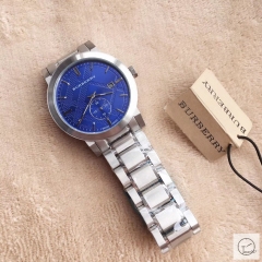 Burberry Blue Dial 42MM Stainless Quartz Movement Stainless Steel Bracelet Watch Stainless Steel Strap BU9038 Mens Wristwatches BU254868350