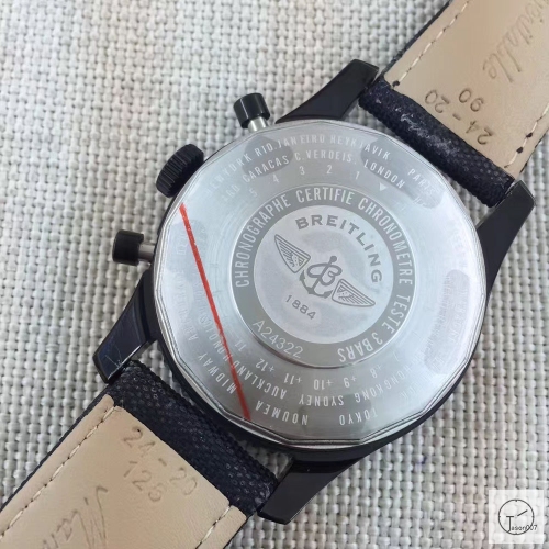 BREITLING Navitimer GMT Big Dial Quartz Chronograph Stainless Steel Leather Rubber Strap Men's Watch BBWR221947543970