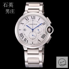 Cartier Ballon Bleu Luxury Silver Dial Smooth Bezel Quartz Chronograph Function Battery Power Stainless Steel Strap Womens Watch Fh224935336555