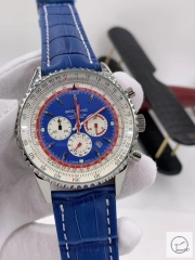 BREITLING New Navitimer Big Black Dial Quartz Chronograph Stainless Steel Leather Strap Men's Watch BBWR222037543930