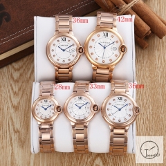 Cartier Ballon Bleu Luxury Silver Diamond DiaL Diamond Bezel EVE Rose Gold Case Quartz Battery Power Stainless Steel Strap Womens Watch Fh221635336565