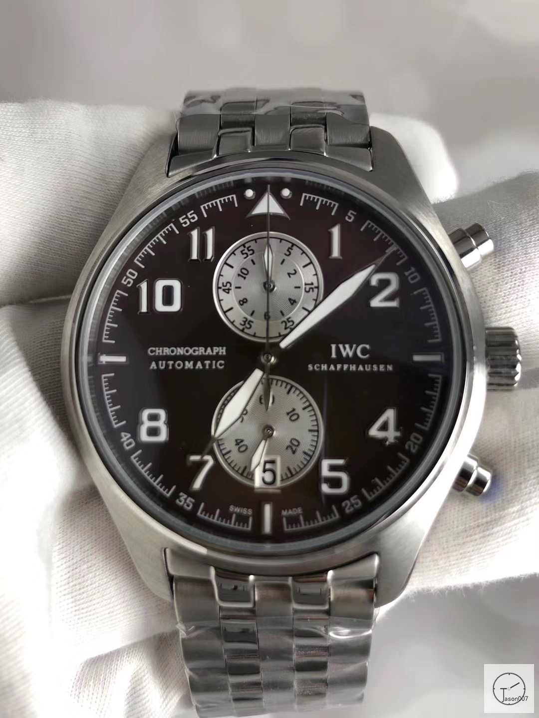 IWC Pilots Watch Blue Dial Chronograph Antoine De Saint Exupery Leather Strap Mens Wristwatches MOB23110560