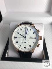 IWC Portugieser Chronograph IW371617 leather Starp 41mm White dial Quart Battery Movement IC22080410