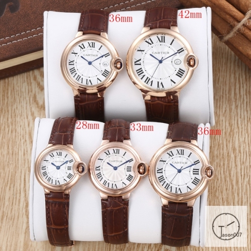 Cartier Ballon Bleu Luxury White Dial Rose Gold Case Quartz Battery Power BROWN Leather Strap Womens Watch Fh11765336505