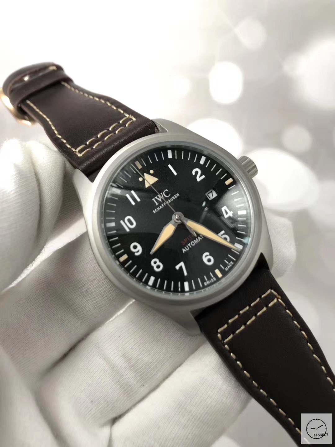 IWC PILOT'S SCHAFFHAUSEN SPITFIRE Mark XV2 WATCH AUTOMATIC SPITFIRE AUTOMATIC Mechical IW326801 42MM BLACK DIAL Everose Gold Case Stainless Steel Case Stainless Steel Leather Strap Mens Wristwatches ICW22440560