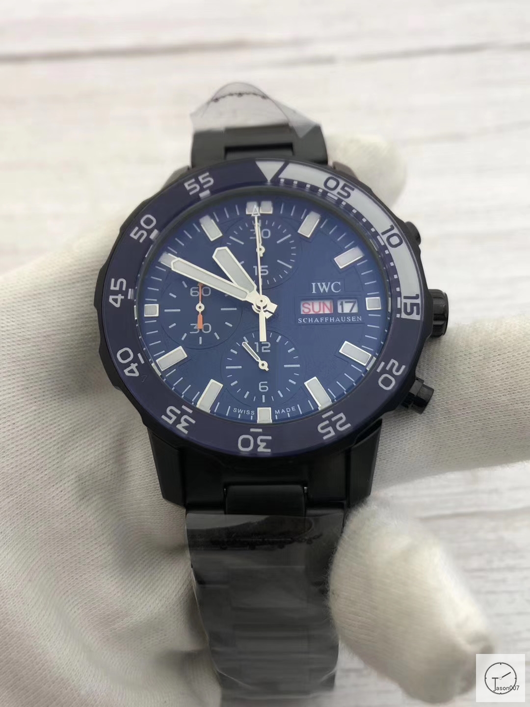 IWC Aquatimer Black Dial Quartz Chronograph Black White Pvd Case Day Date Mens Watch IW376701 Stainless Steel Strap Mens Wristwatches ICW22880560