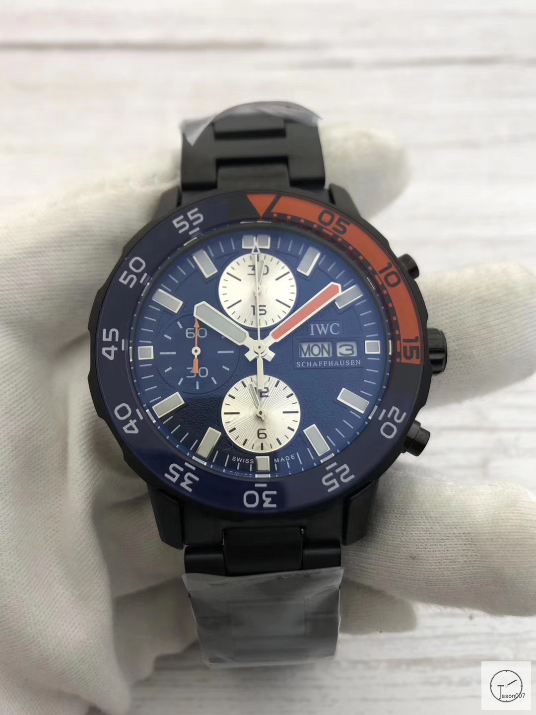 IWC Aquatimer Black Dial Quartz Chronograph Black White Pvd Case Day Date Mens Watch IW376701 Stainless Steel Strap Mens Wristwatches ICW22880560