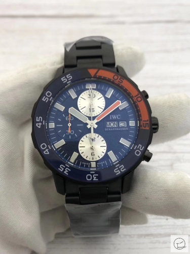 IWC Aquatimer Black Dial Quartz Chronograph Black White Pvd Case Day Date Mens Watch IW376701 Stainless Steel Strap Mens Wristwatches ICW22880560