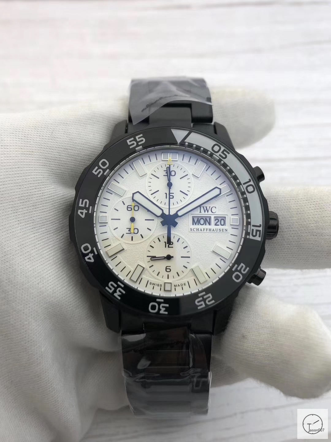 IWC Aquatimer Grey Dial Quartz Chronograph Black White Pvd Case Day Date Mens Watch IW376701 Stainless Steel Strap Mens Wristwatches ICW22870560