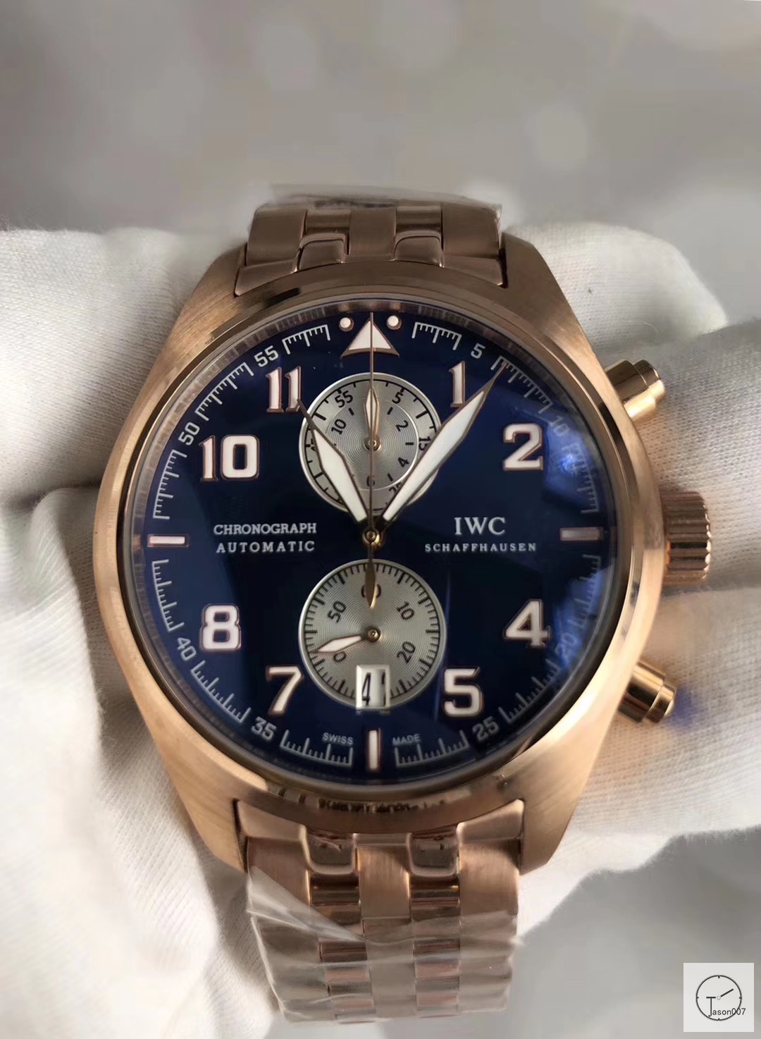 IWC Pilots Watch Silver Dial Chronograph Antoine De Saint Exupery Leather Strap Mens Wristwatches MOB23070560
