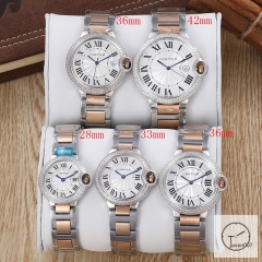 Cartier Ballon Bleu Luxury Sliver DiaL Diamond Bezel EVE Rose Gold Case Quartz Battery Power Stainless Steel Strap Womens Watch Fh220035336565